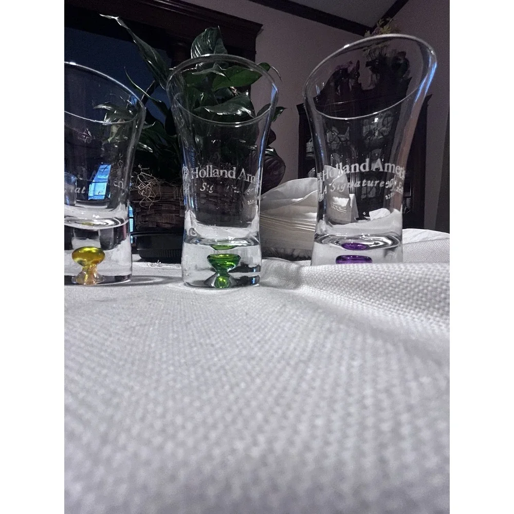 Holland America Shot Glasses Set of 5 Bubble Multicolor Barware Logo Cruise